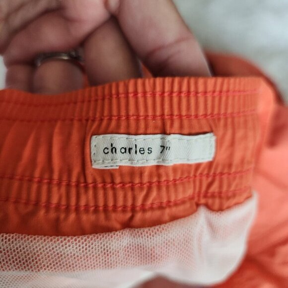 Onia Swim Board Trunks Shorts Men's XL Mesh Lined 7" Orange Beach - Picture 10 of 13